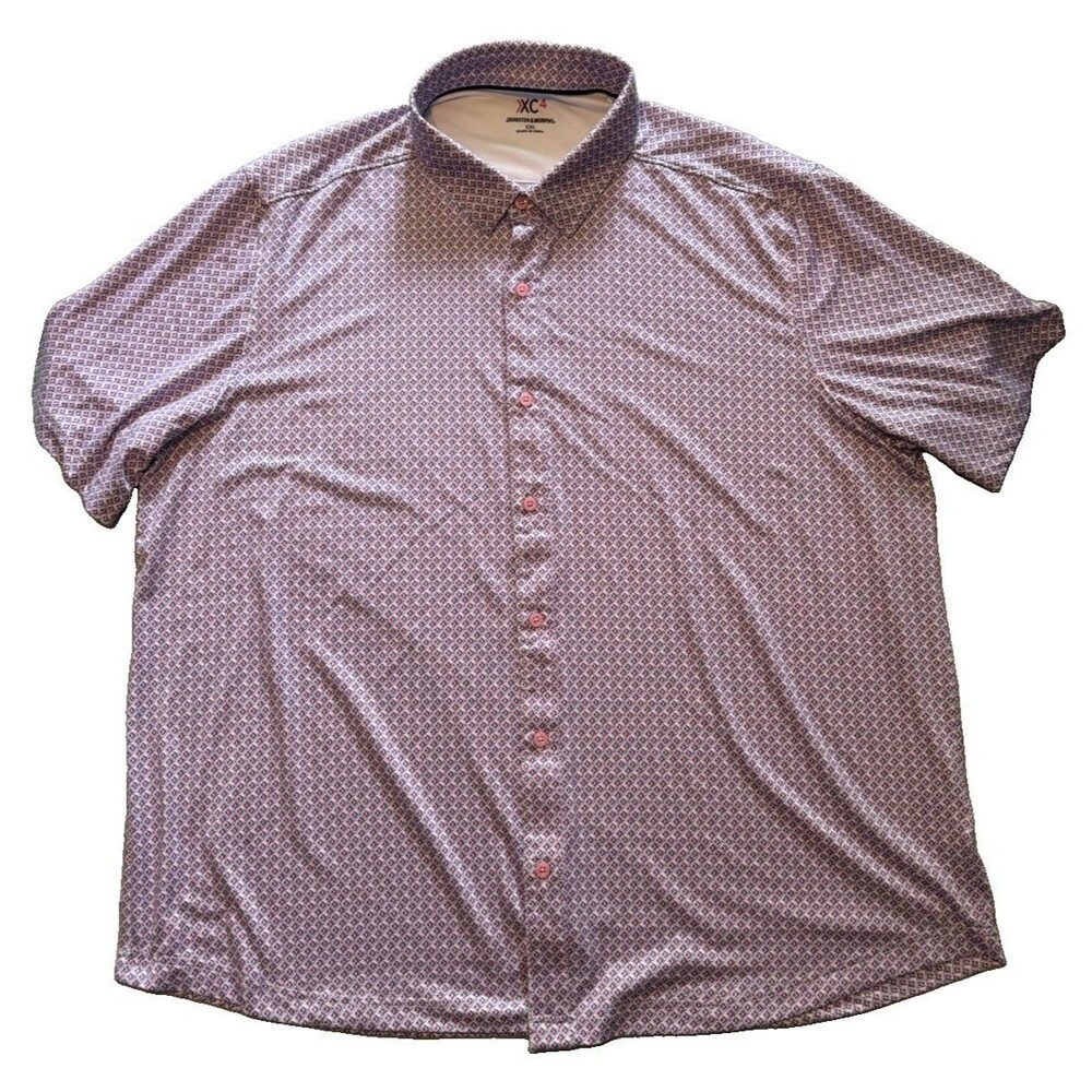 Johnston & Murphy Shirt Mens XL Pink Blue Geometric XC4 Performance Stretch